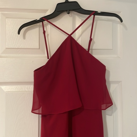 Azazie cranberry red dress size J12 with matching shrug size A0 - Picture 2 of 6